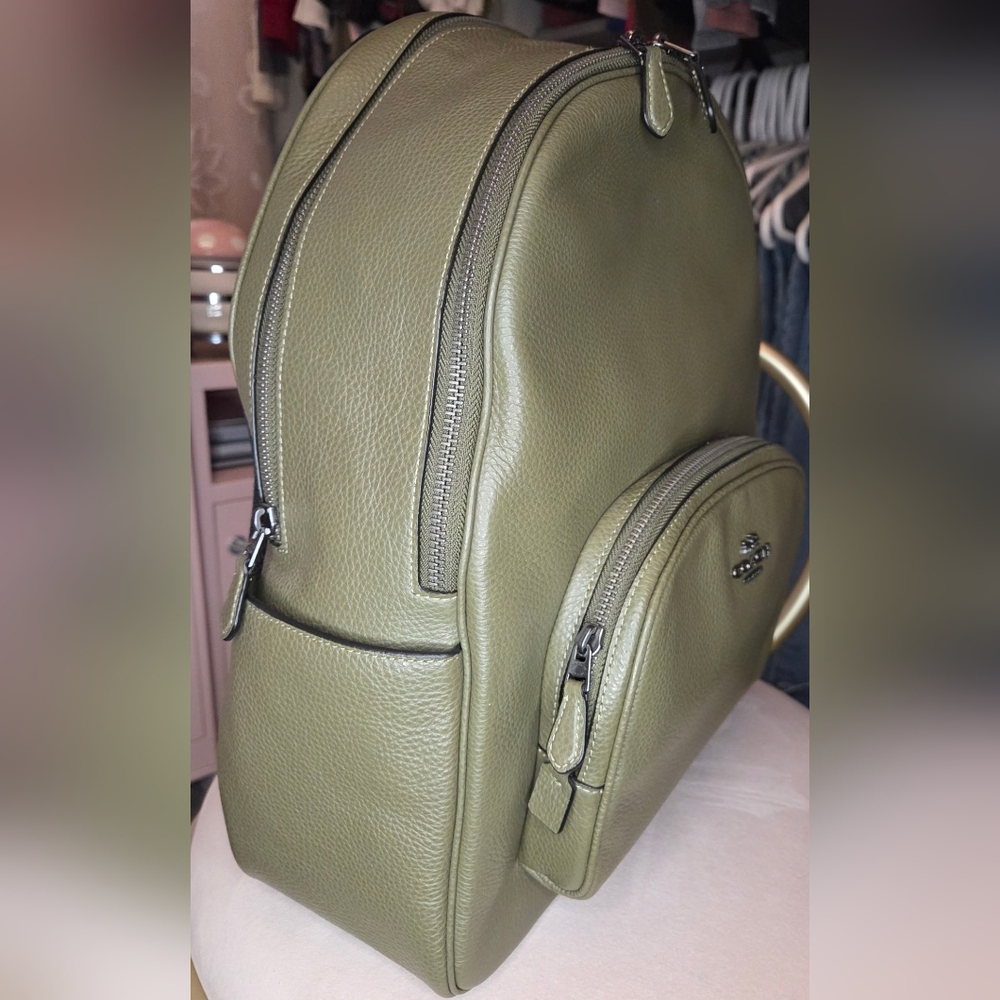 Coach Sage Green Leather Backpack - Picture 2 of 5